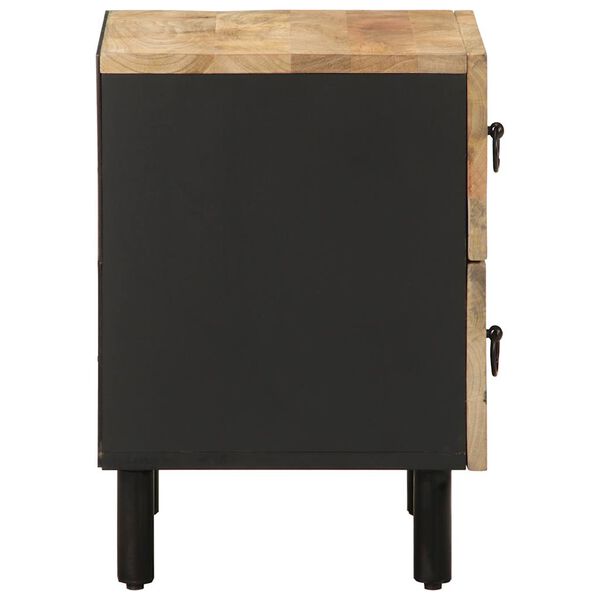 vidaXL Comodino Nero 40x33,5x46 cm in Legno Massello di Mango Grezzo