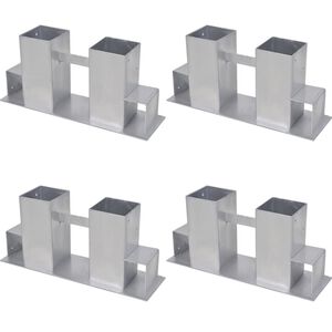 vidaXL Set Supporti per Legna da Ardere 4 pz in Acciaio Argento