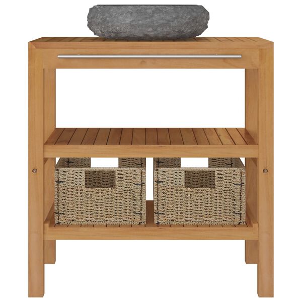 vidaXL Armadietto da Bagno in Legno di Teak con Lavabo in Marmo Nero