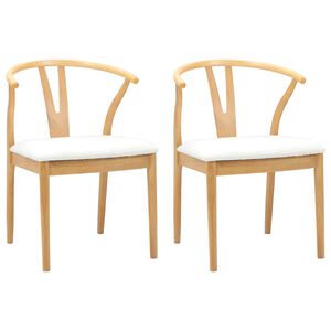 vidaXL Sedia da pranzo 2 pcs Naturale e chiaro Legno di gomma solido