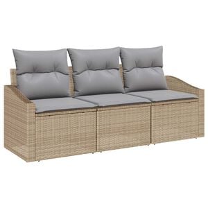 vidaXL Set di divani 3 pz Beige polyrattan