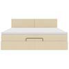 vidaXL Struttura Letto Pouf con Materasso Crema 160x200 cm in Tessuto
