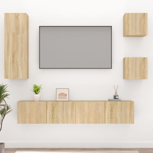 vidaXL Set di Mobili TV 5 pz Rovere Sonoma in Legno Multistrato