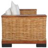 vidaXL Divano a 3 Posti con Cuscini Marrone in Rattan Naturale
