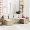 vidaXL Set Divano da Giardino 6 pcs Beige e bianco Poly Rattan