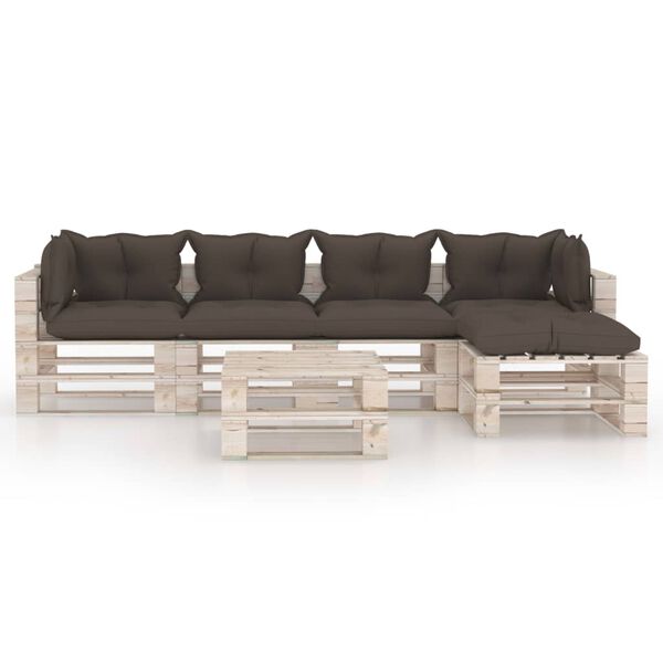 vidaXL Set Salotto Giardino su Pallet Cuscini 6 pz in Legno di Pino