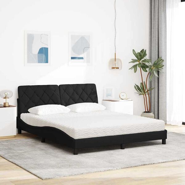 vidaXL Letto con Materasso Nero 160x200 cm in Tessuto
