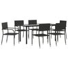vidaXL Set da Pranzo da Giardino 7 pz Nero in Polyrattan