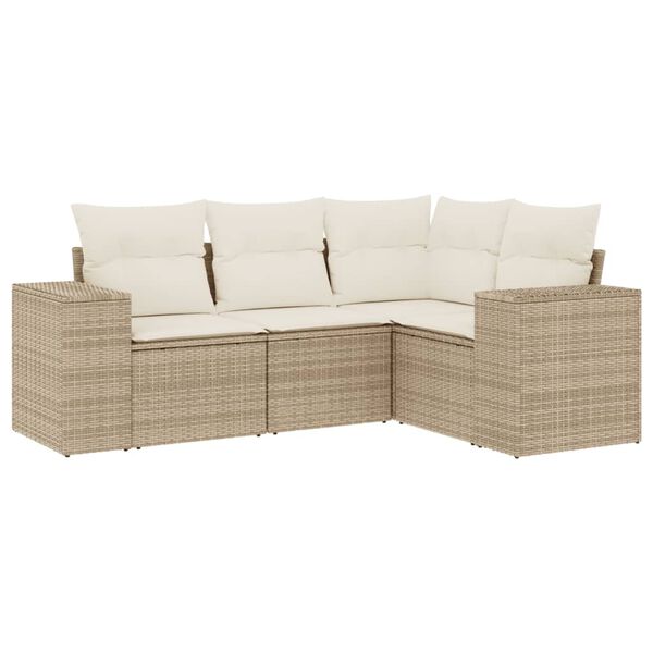 vidaXL Set Divano da Giardino 4 pz con Cuscini Beige in Polyrattan