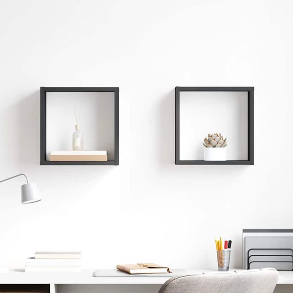 vidaXL Mensole Parete a Cubo 2 pz Grigie 30x15x30 cm