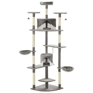 vidaXL Albero per Gatti e Tiragraffi in Sisal 203 cm Grigio e Bianco