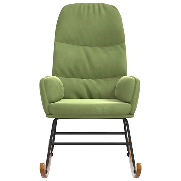 vidaXL Sedia a Dondolo Verde Chiaro in Velluto