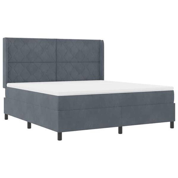 vidaXL Letto a molle con testiera Grigio scuro 180 x 200 cm Velluto