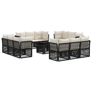 vidaXL Set Divano da Giardino 13 pz Nero polyrattan