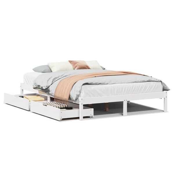 vidaXL Letto senza Materasso Bianco 140x200 cm Legno Massello di Pino