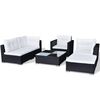 vidaXL Set Divani da Giardino 6 pz con Cuscini in Polyrattan Nero