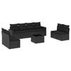 vidaXL Set Divani da Giardino 9 pz con Cuscini Nero in Polyrattan