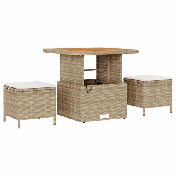 vidaXL Set Divano da Giardino con cuscino Beige Poly Rattan