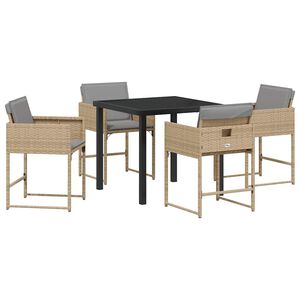 vidaXL Set da Pranzo per Giardino 5 pcs Beige polyrattan
