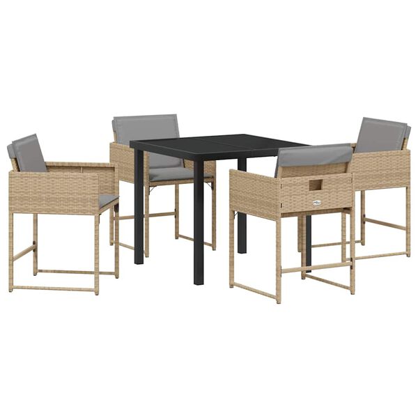 vidaXL Set da Pranzo per Giardino 5 pcs Beige polyrattan