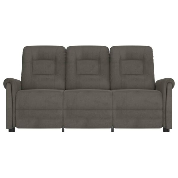 vidaXL Divano Massaggiante Reclinabile 3 Posti Grigio Scuro Microfibra