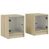 vidaXL Comodini con Ante in Vetro 2pz Rovere Sonoma 35x37x42 cm