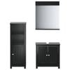 vidaXL Set Mobili da Bagno 3 pz BERG Nero in Legno Massello di Pino