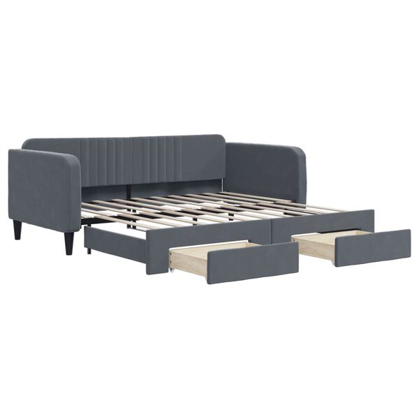 vidaXL Divano Letto Estraibile Cassetti Grigio Scuro 90x190cm Velluto