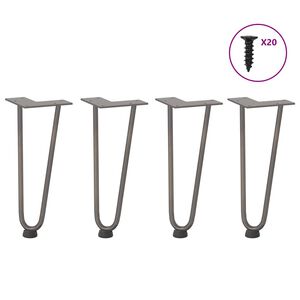 vidaXL Gambe a forcina per tavolino 4 pz in acciaio naturale 30 cm in acciaio massiccio