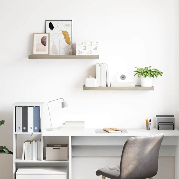 vidaXL Scaffali a Parete 2 pz Rovere 80x23,5x3,8 cm in MDF