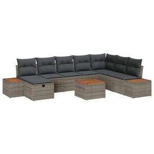 vidaXL Set Divano da Giardino 9 pz Grigio polyrattan
