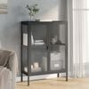 vidaXL Credenza Nera 75x35x105 cm Vetro e Acciaio
