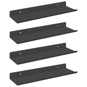 vidaXL Mensola sospesa 4 pcs Nero 30 x 9 x 2,5 cm Acciaio