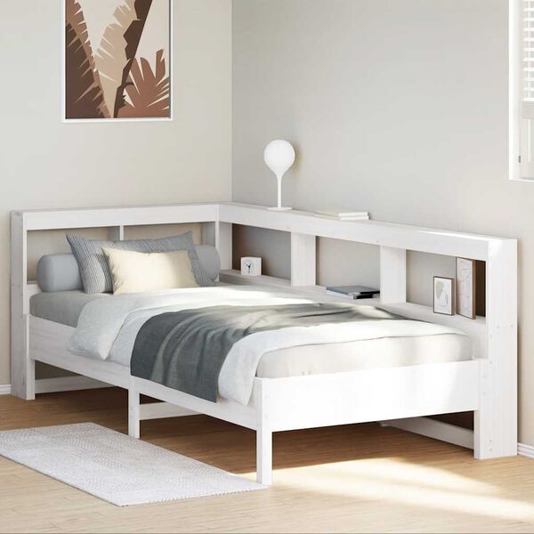 vidaXL Letto Libreria senza Materasso Bianco 90x190 cm Massello Pino