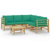 vidaXL Set Salotto da Giardino 6pz con Cuscini Verdi Bamb&ugrave;
