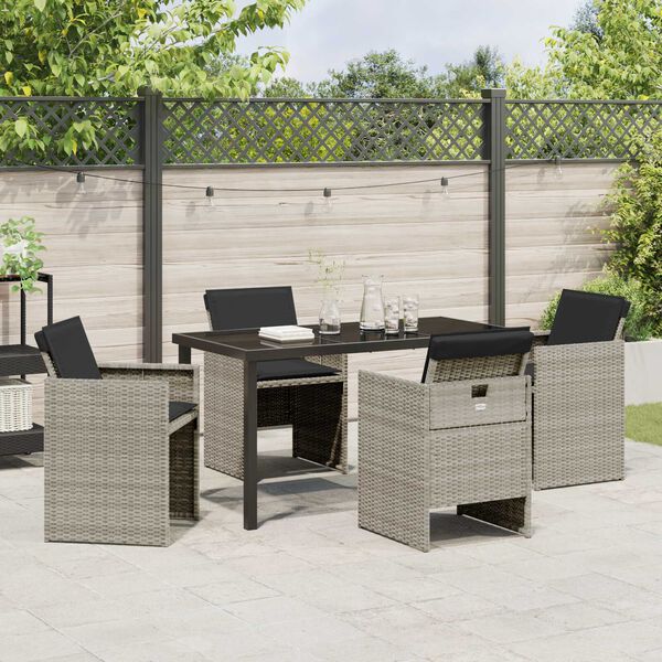 vidaXL Set da Pranzo per Giardino 5 pcs Grigio chiaro polyrattan