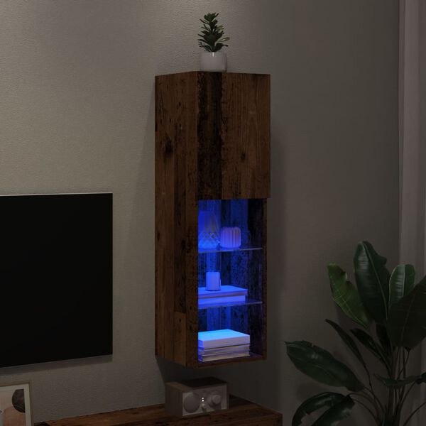 vidaXL Mobile TV con Luci LED Legno Antico 30,5x30x102 cm
