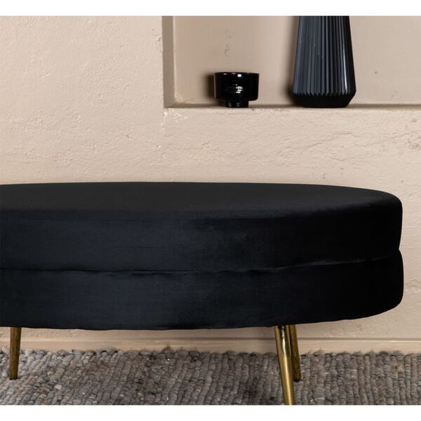 Venture Home Ottomana Otto 100x40x41 cm Velluto Nero e Ottone