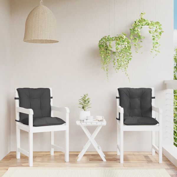 vidaXL Cuscini Sedia Schiena Bassa 2 pz Antracite M&eacute;lange 100x50x7 cm