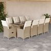 vidaXL Set Bistr&ograve; da Giardino 11 pz con Cuscini in Polyrattan Beige