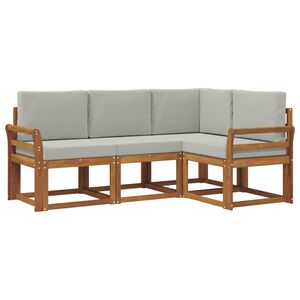 vidaXL Set di divani da esterno 4 pz 4-Posti Naturale e Grigio Chiaro