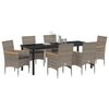vidaXL Set da Pranzo per Giardino con cuscino 7 pcs Grigio polyrattan