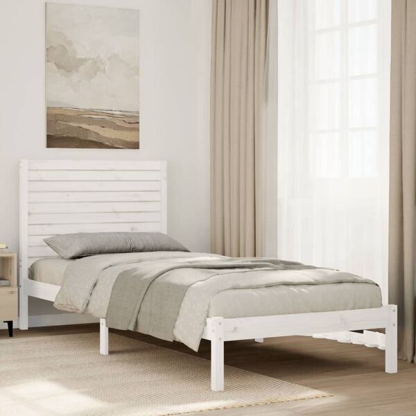 vidaXL Giroletto Extra Lungo senza Materasso Bianco 90x220 cm Massello