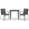vidaXL Set Salotto Giardino 3 pz con Cuscini Nero e Grigio Polyrattan