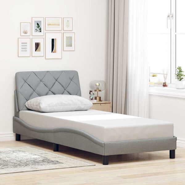 vidaXL Giroletto senza Materasso Grigio Chiaro 90x190 cm Tessuto