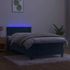 vidaXL Letto a Molle con Materasso e LED Blu Scuro 80x200cm in Velluto