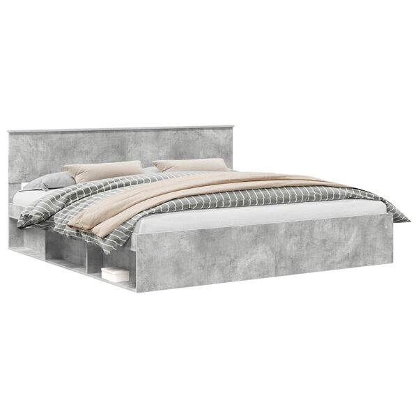 vidaXL Struttura del letto Calcestruzzo 200 x 200 cm Pino massello