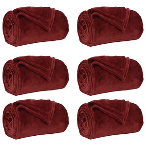 vidaXL Coperte da Pile 6 pz Rosso Bordeaux 150 x 200 cm 4.68 kg Panno
