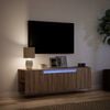vidaXL Mobile TV a Parete con Luci LED Rovere Marrone 135x31x39,5 cm