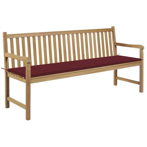 vidaXL Panca da Giardino con Cuscino Rosso Vino 175 cm Legno di Teak